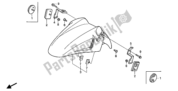 All parts for the Front Fender of the Honda CBR 600F 1994