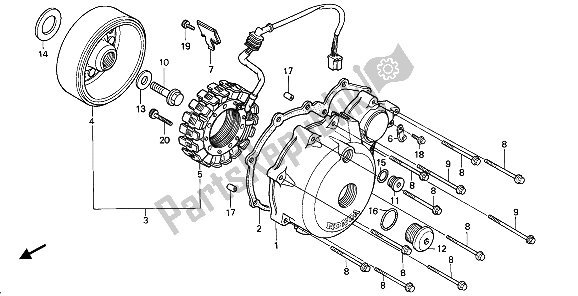 Todas las partes para Tapa Del Cárter Izquierdo Y Generador de Honda NTV 650 1989