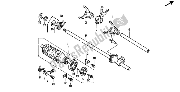 All parts for the Gearshift Drum of the Honda CBR 900 RR 1993