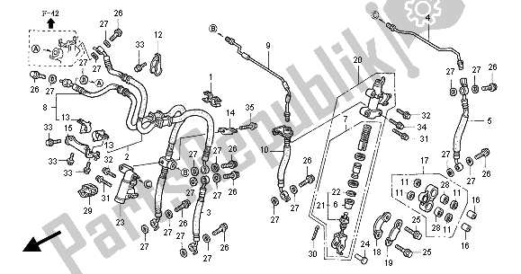 All parts for the Second Master Cylinder of the Honda ST 1100A 2000