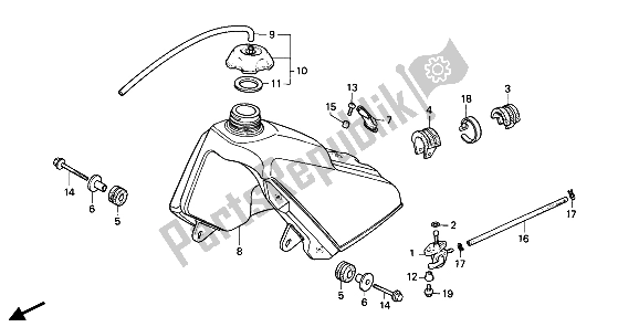 All parts for the Fuel Tank of the Honda CR 80R2 1986