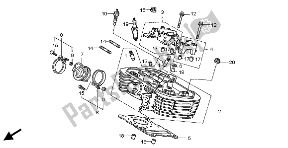 Todas las partes para Culata (trasera) de Honda VT 125C 1999