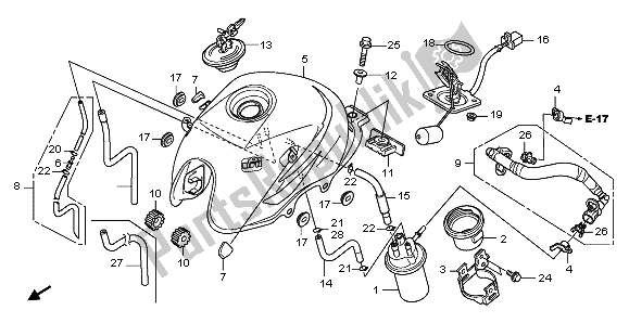Alle onderdelen voor de Benzinetank van de Honda CBF 125M 2011