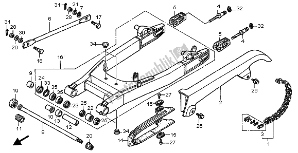 All parts for the Swingarm of the Honda VT 750 DC 2002