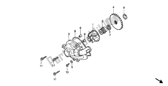 Tutte le parti per il Pompa Dell'acqua del Honda NX 250 1988