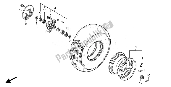 All parts for the Front Wheel of the Honda TRX 250 EX 2008