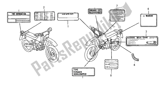 All parts for the Caution Label of the Honda XLR 125R 1998