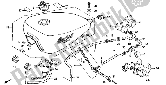 Alle onderdelen voor de Benzinetank van de Honda VT 600 1992