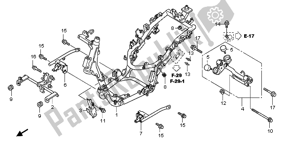 All parts for the Frame Body of the Honda PES 125R 2013