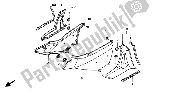 All parts for the Side Cover of the Honda GL 1800A 2002