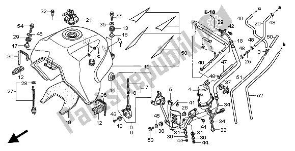 All parts for the Fuel Tank of the Honda XL 1000V 2004