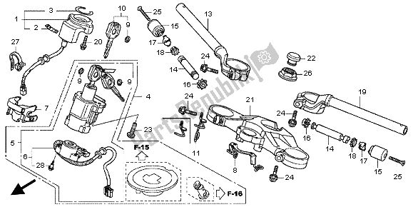 All parts for the Handle Pipe & Top Bridge of the Honda CBR 600F 2012