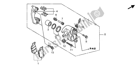 All parts for the Rear Brake Caliper of the Honda SH 125R 2011