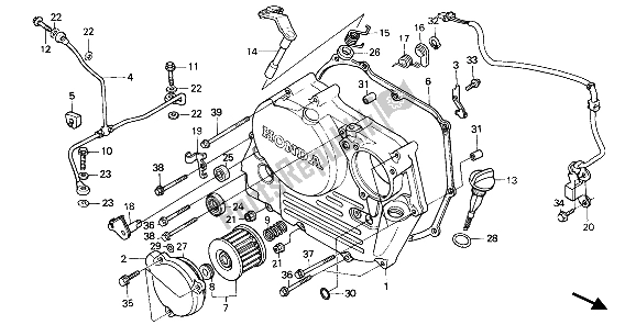 Todas las partes para Tapa Del Cárter Derecho de Honda XR 250R 1987