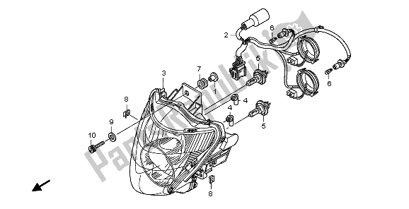 All parts for the Headlight (eu) of the Honda CB 600F Hornet 2009