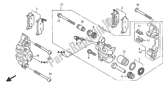 All parts for the Front Caliper of the Honda TRX 500 FA Fourtrax Foreman 2005