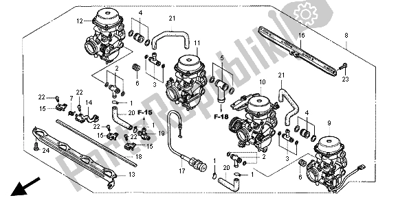 Alle onderdelen voor de Carburateur (compleet) van de Honda CB 1300X4 1998