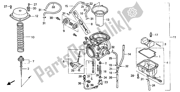 All parts for the Carburetor of the Honda NX 650 1989
