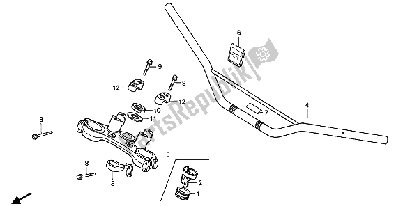 All parts for the Handle Pipe & Top Bridge of the Honda XR 600R 1988