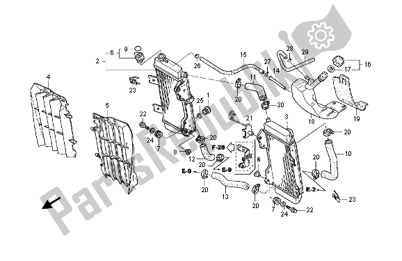 All parts for the Radiator of the Honda CRF 450X 2012