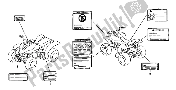 Todas las partes para Etiqueta De Precaución de Honda TRX 250 EX Sporttrax 2003