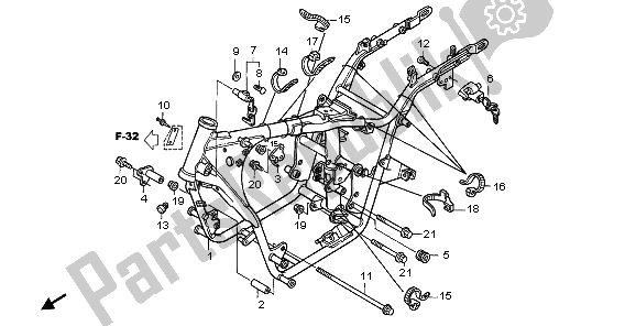 All parts for the Frame Body of the Honda VT 125C 2007