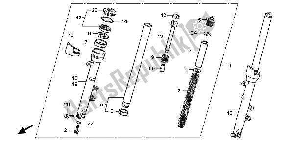 All parts for the Front Fork of the Honda CBF 600 SA 2010