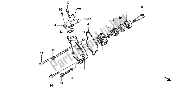 All parts for the Water Pump of the Honda CRF 450X 2013