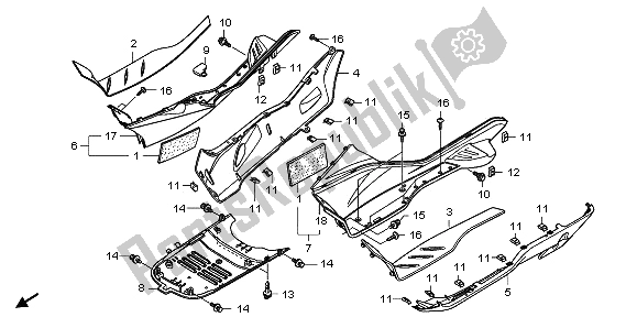 All parts for the Floor Step of the Honda NSS 250A 2009