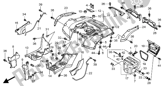 All parts for the Rear Fender of the Honda TRX 500 FA Fourtrax Foreman Rubican 2009