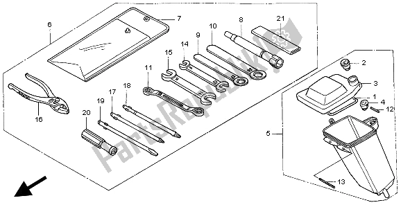 Tutte le parti per il Strumenti E Cassetta Degli Attrezzi del Honda NX 650 1997