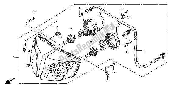 All parts for the Headlight (eu) of the Honda CBF 1000 SA 2008