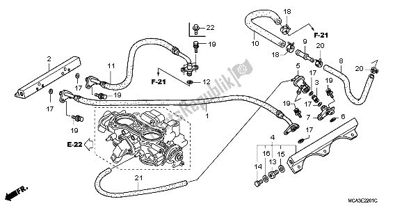 All parts for the Throttle Body (tubing) of the Honda GL 1800 2007