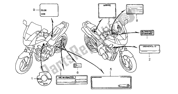 Toutes les pièces pour le étiquette D'avertissement du Honda CB 600F2 Hornet 2000