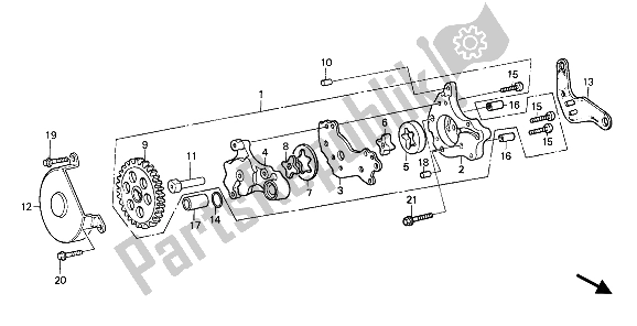 Toutes les pièces pour le La Pompe à Huile du Honda XR 250R 1989