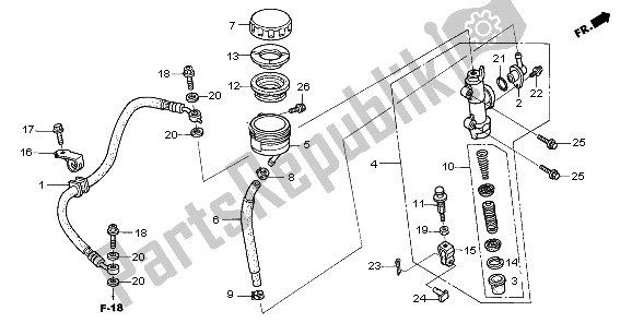 All parts for the Rr. Brake Master Cylinder of the Honda TRX 650 FA Fourtrax Rincon 2004