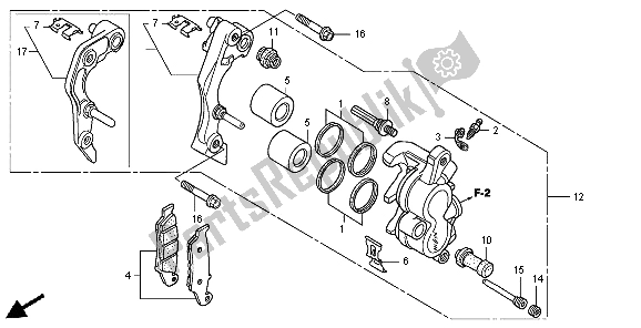 All parts for the Front Brake Caliper of the Honda CRF 450R 2004