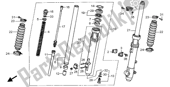 Todas las partes para Tenedor Frontal de Honda XR 650R 2000