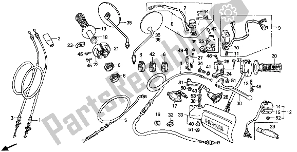All parts for the Handle Lever & Switch & Cable of the Honda XR 250R 1989