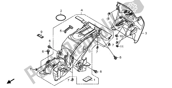 All parts for the Rear Fender of the Honda NT 700 VA 2008