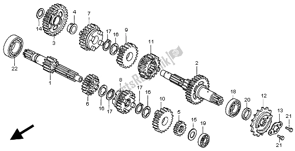 All parts for the Transmission of the Honda CA 125 1999