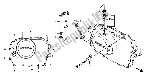 All parts for the Right Crankcase Cover of the Honda XL 700 VA Transalp 2008