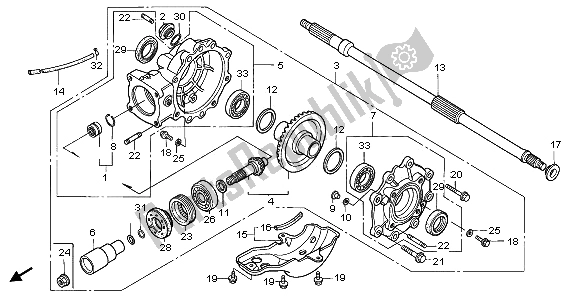 All parts for the Final Driven Gear of the Honda TRX 400 FW Fourtrax Foreman 2000