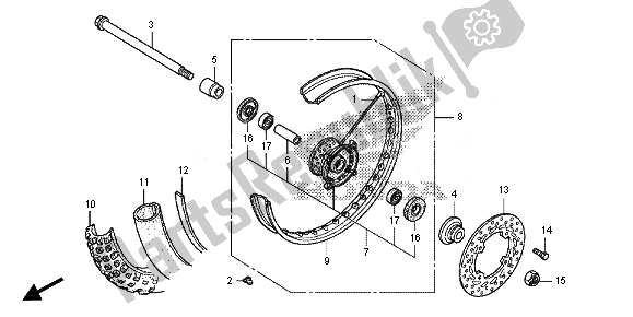 All parts for the Front Wheel of the Honda CRF 125F SW 2014