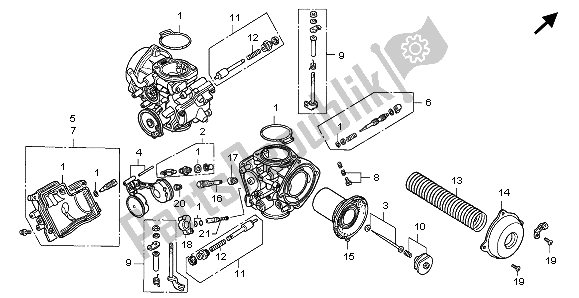 Alle onderdelen voor de Carburateur (onderdelen) van de Honda GL 1500 SE 1996