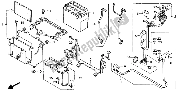 All parts for the Battery of the Honda VTX 1800C1 2006