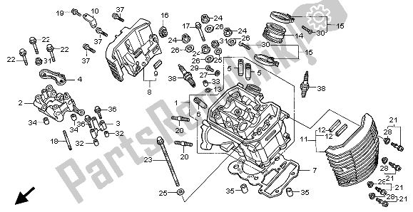 All parts for the Cylinder Head (front) of the Honda VT 750C 1999