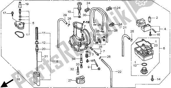 Alle onderdelen voor de Carburator van de Honda CR 125R 2003