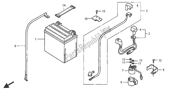 Tutte le parti per il Batteria del Honda TRX 400 FA Fourtrax Rancher AT 2005