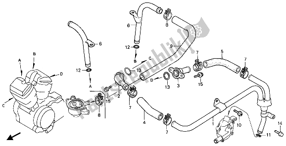 Todas las partes para Tubería De Agua de Honda VT 1100C 1988